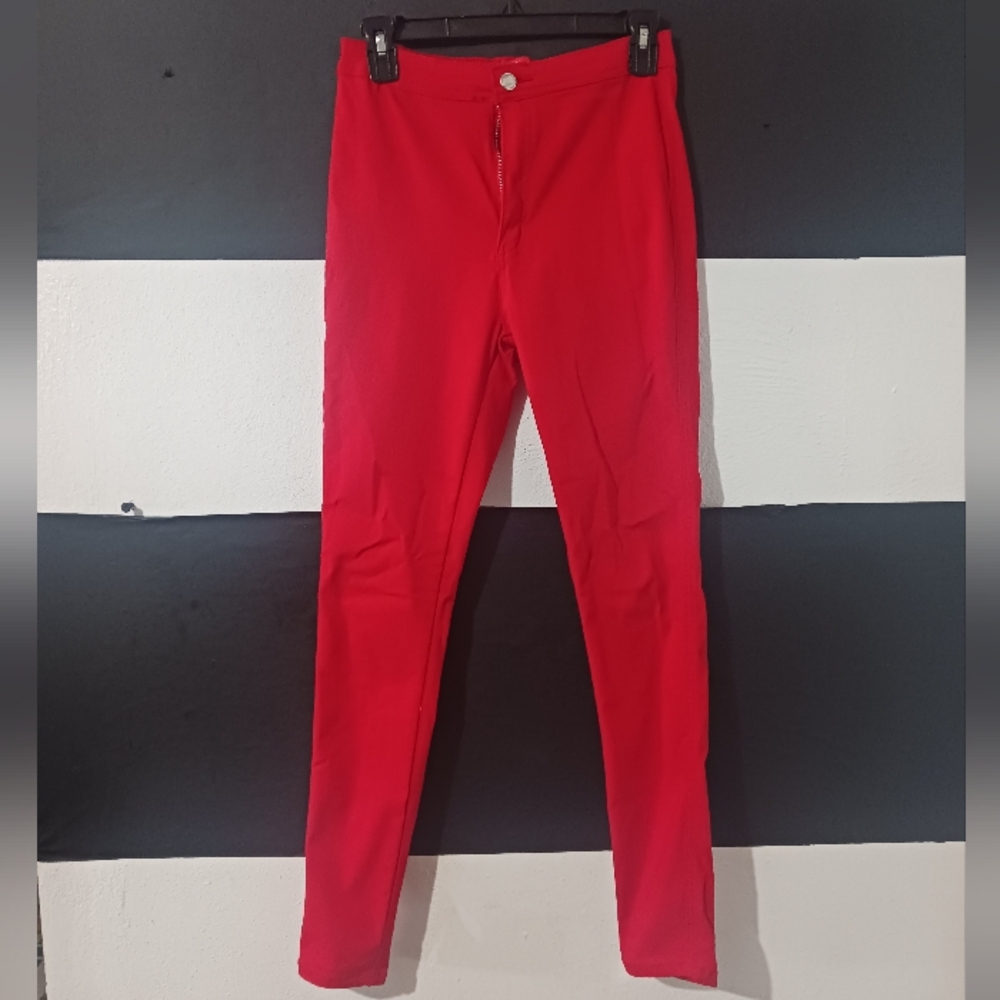 Women red skinny jegging pant - Picture 2 of 9